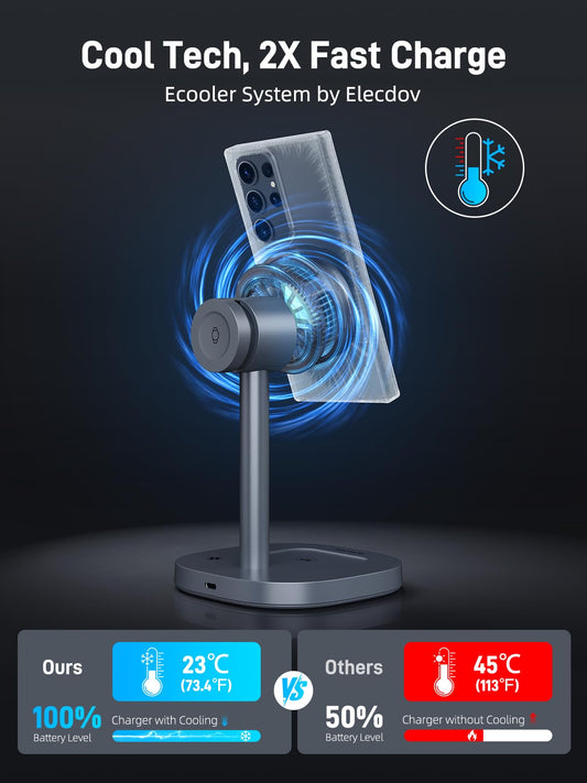 Elecdov 3 in 1 QI2 Magnetic Charging Station for Samsung