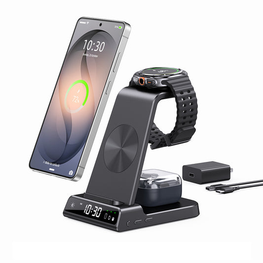 Station de charge magnétique 3-en-1 Elecdov C01 pour Samsung, avec adaptateur secteur inclus