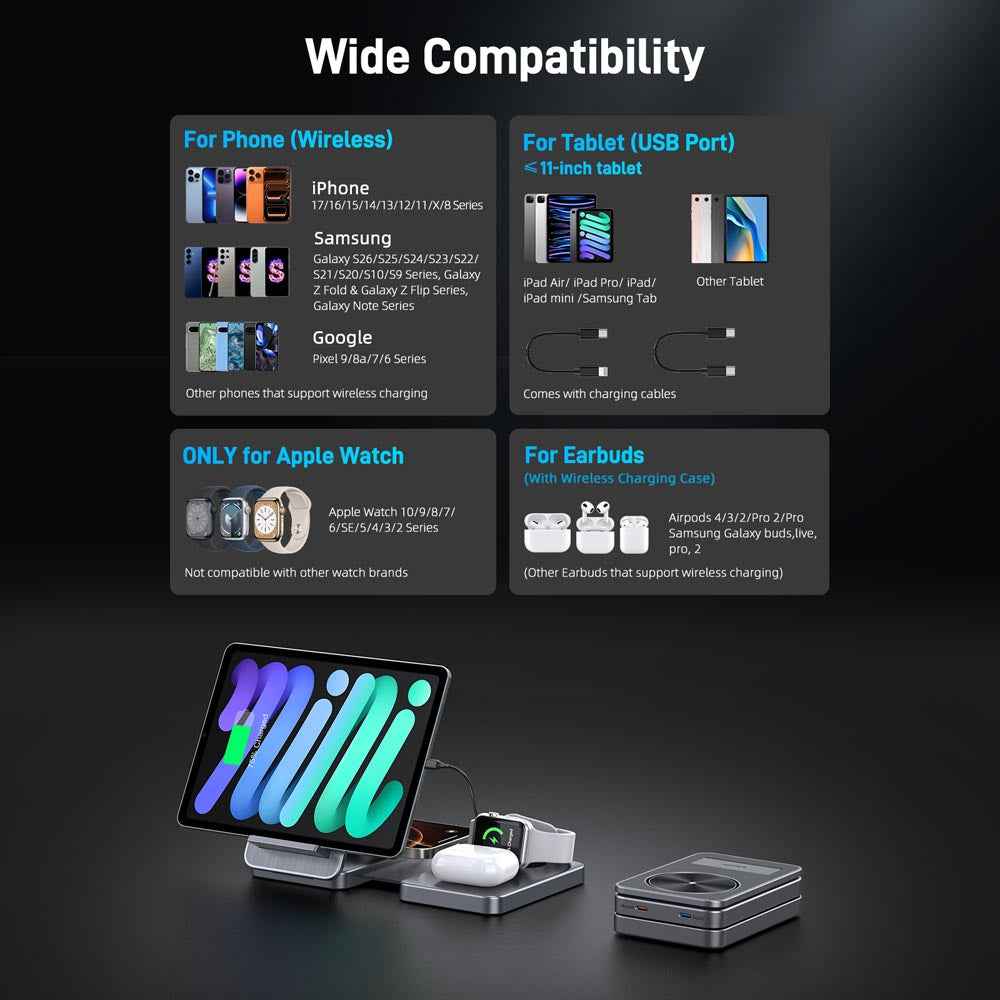 Elecdov CE41A 4 In 1 Magnetic Charging Station for Apple