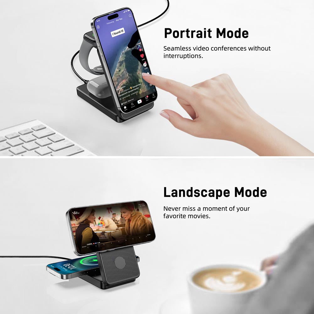 Elecdov CE10A 3 In 1 Charging It works in both landscape and portrait mode