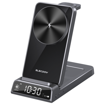 Magnetic Wireless Charger for Samsung, 3 in 1 Android Charging Station for Samsung Galaxy S26 Ultra/S25 Ultra/Z Fold/Flip 7, Foldable Charger for Samsung Galaxy Watch Ultra/8/7/Galaxy Buds4 (Gray)