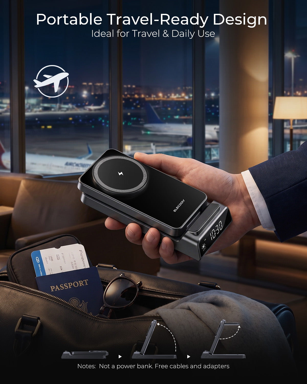Elecdov CE19A 3-in-1 25W Magnetic Wireless Charging Station Ideal for Travel & Daily Use