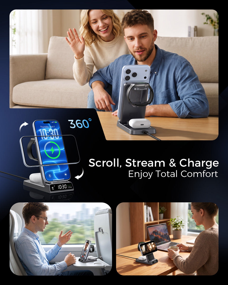 Elecdov CE19A 3-in-1 25W Magnetic Wireless Charging Station Enjoy Total Comfort