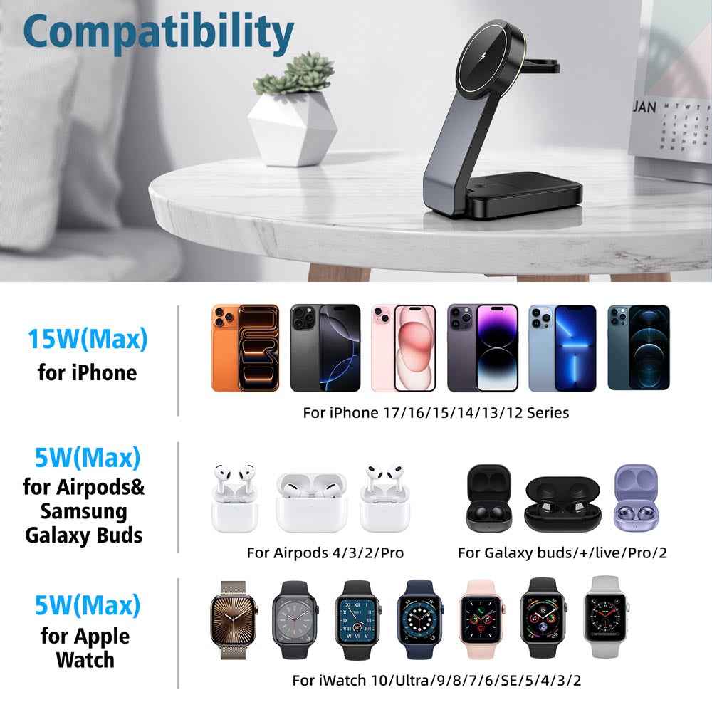 Elecdov W79 3 In 1 Magnetic Charging Station for Apple