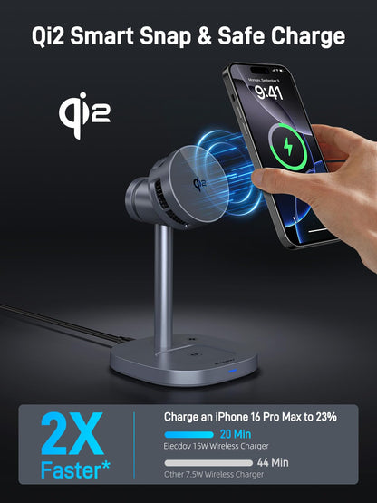 Elecdov Magnetic Qi2 Wireless Charging Station for Apple Devices