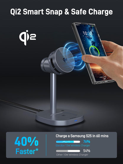 Elecdov 3 in 1 QI2 Magnetic Charging Station for Samsung