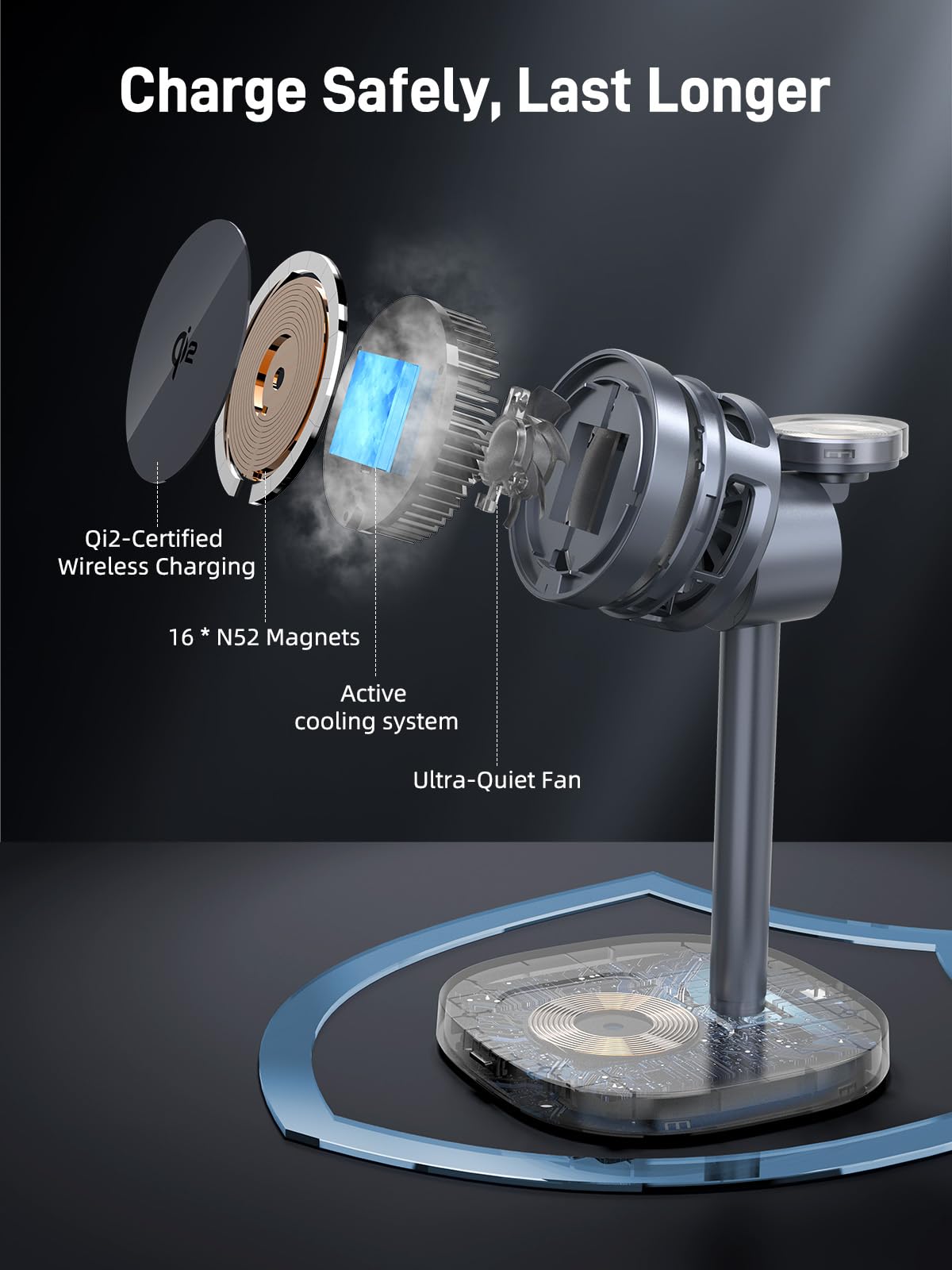 Elecdov 3 in 1 QI2 Magnetic Charging Station for Samsung