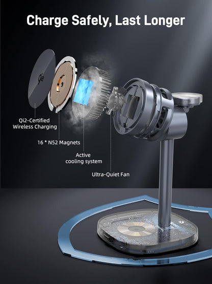 Elecdov Magnetic Qi2 Wireless Charging Station for Apple Devices
