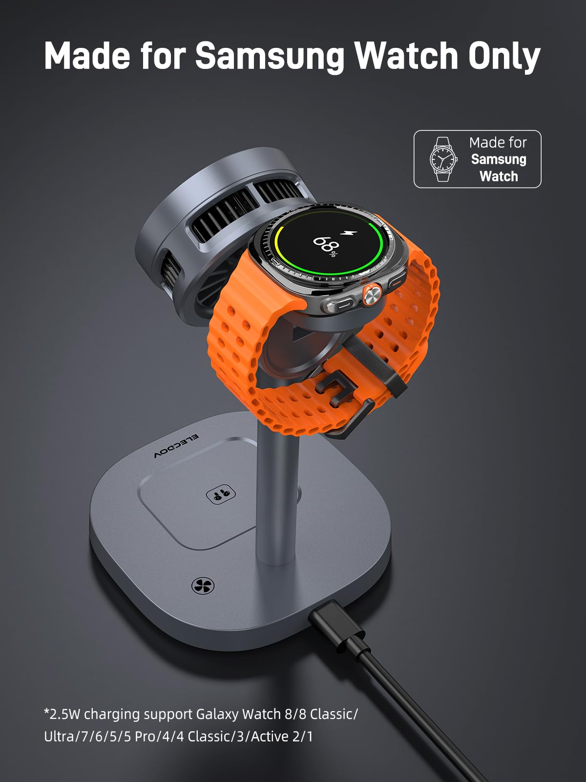 Elecdov 3 in 1 QI2 Magnetic Charging Station for Samsung